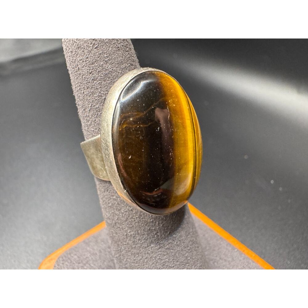 Vintage Jay King DTR 925 Sterling Silver Tiger's Eye Stone Men's Ring Sz 5.75
